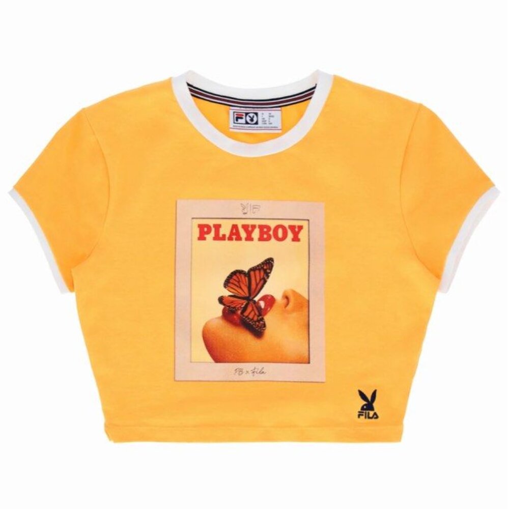 FILA X Playboy Yellow Photo Print Crop Top